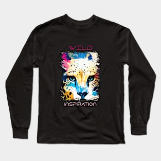 Cheetah Wild Nature Animal Colors Art Painting Long Sleeve T-Shirt